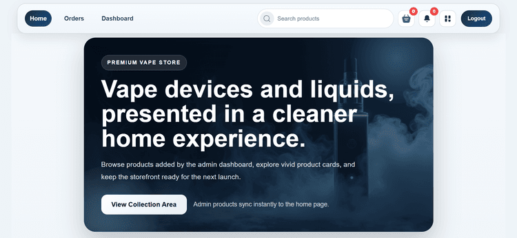 VibeStore — منصة تجارة إلكترونية حديثة مع لوحة تحكم